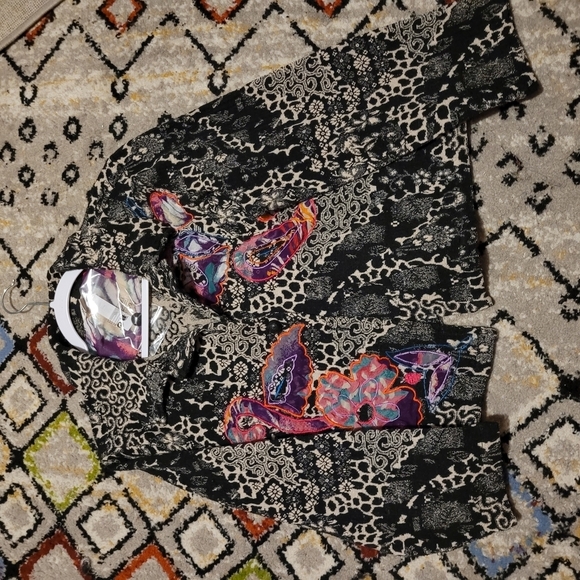 Christopher & Banks Multicolor Patterned Jacket XL Embroidered Abstract Artsy - Picture 7 of 7